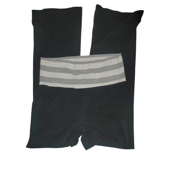PINK Victoria's Secret Pants - Victoria's Secret Pink Y2K Yoga Pants Grey White Striped Foldover Waist Flare S